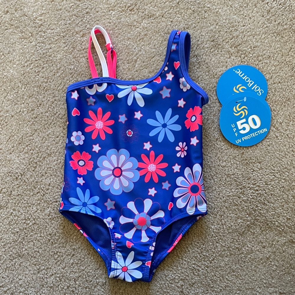 Sol Borne One Piece Floral Swim Suit - Size 2T